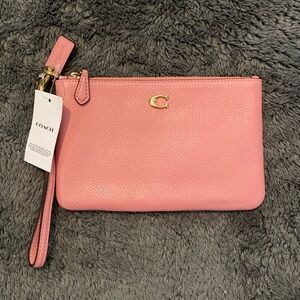 Coach - Polished Pebble Leather Small Wristlet “Bubblegum”